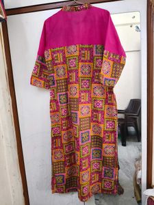 Multicolored Collared Kurta With Chudidar Payjam