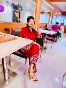 Red Embroidered Kurta Set