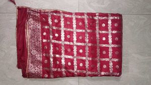 Maroon &amp; Gold Sari - With Blouse - New in Package
