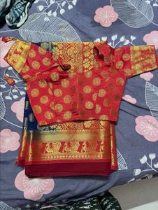 Elegant Red &amp; Blue Saree