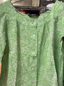 Floral Green Button-Up Top