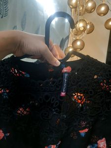 DJ &amp; C Black Lace Neck Top