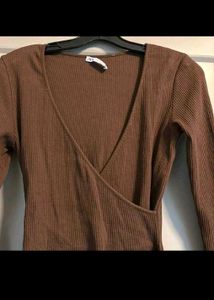 ZARA Brown Wrapping Top