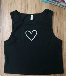Tank Top :Heart Embroidered