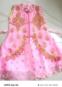 Pink &amp; Gold Embroidered Girl&#39;s Outfit
