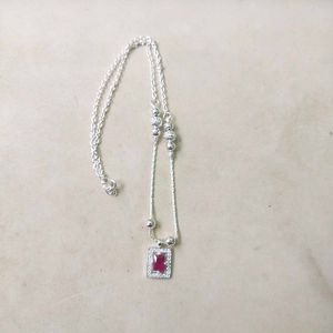 925 Pure Silver Ruby Pendant Necklace