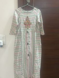 Striped Embroidered Kurta
