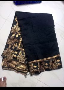 Party Wear Black Peacock Design Saree