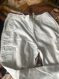 White Cargo Joggers