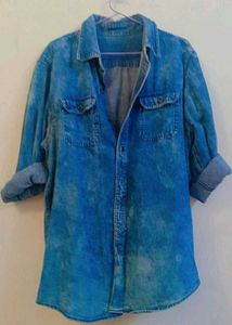 Vintage Blue Washed Denim Shirt – Unisex