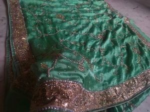 Emerald Green Embellished Saree