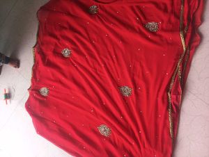 Red Embellished saree