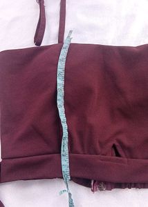 Burgundy Tie-Waist Crop Top
