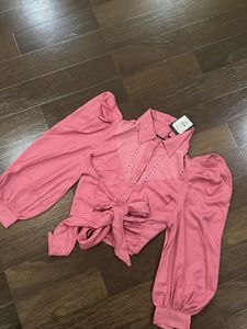 Pink Tie-Front Blouse