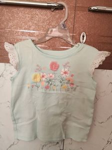 Girls' T-shirt (White & Mint green)