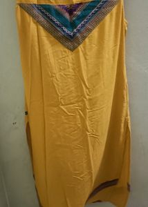 Yellow Sleeveless With Pocket Beautiful Long Kurti
