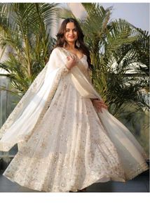 Elegant White Anarkali Suit Set