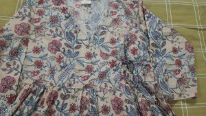 Cotton Floral Printed Angrakha Kurta