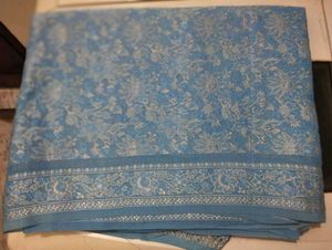 Resham Work Blue Saree ( Pure Chiffon)