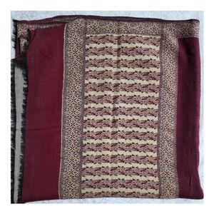 Maroon Cream Woven Shawl