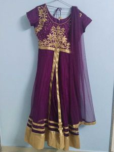 Purple &amp; Gold Anarkali Dress
