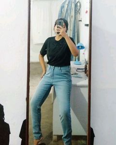 Light Wash Jeans with Green Stripe