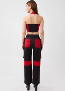 Red &amp; Black Cargo Pants and Top Size :S