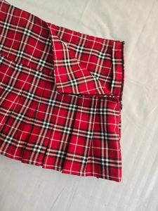 Red Plaid Pleated Skirt waist 28/30