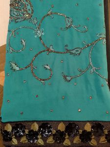 Pure Georgette Heavy Wedding Wear Beautiful Saree