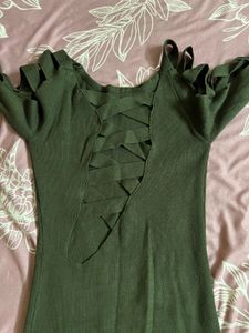 Green Cut Out Midi Dress