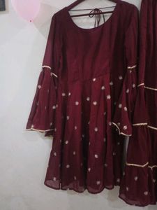 Beautiful partywear Maroon sharara Set