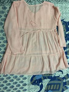 Peach Chikankari Kurti