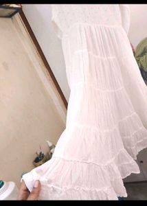 Gorgeous White Full Flared Pure Cotton Shrug