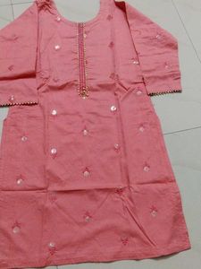 Peach Embroidered Kurti