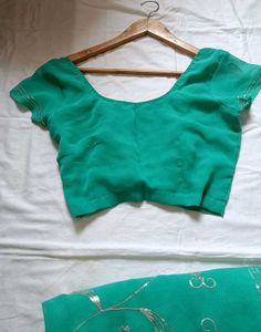 Unused Turquoise Sequins Saree