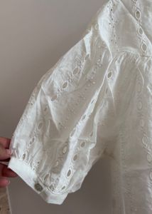 Zara White Eyelet Top