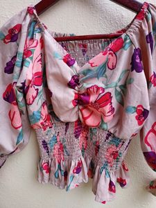 🔥 Night Time Offer🔥Floral Print Off Shoulder Top