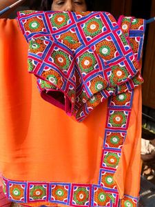 Orange Embroidered Saree with Blouse