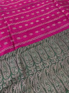 Pink &amp; Green Banarasi Silk Saree