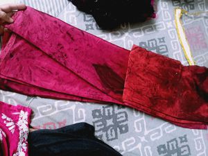 red pink. shaded chinnon crepe saree