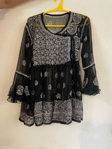Chikankari Mesh Top