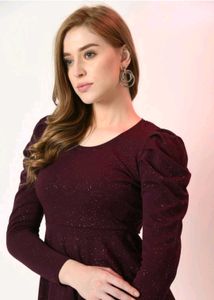 Burgundy Sparkle Peplum Top