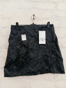 Zara Black Faux Leather Mini Skirt