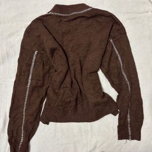 Brown Knit Pullover Sweater inspired from rugby