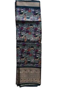 Elegant Sea Green Kota Silk Printed Saree with Ric