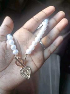 Pearl Heart Toggle Necklace