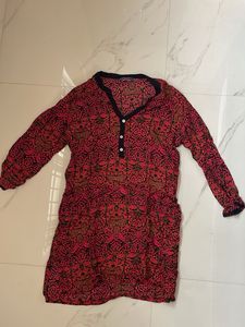 Red Printed Kurti by Akkriti Pantaloons
