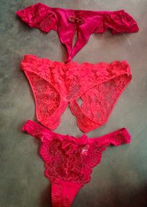 Sexy Hot Red Lingerie 3 Set