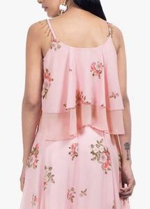 Indiya Pink Floral Layered Cami Top &amp; Maxi Skirt