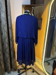 Elegant Blue Pleated Dress